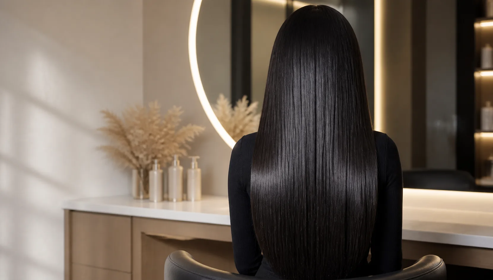 Наращивание волос в DI Luna Studio: Sleek black